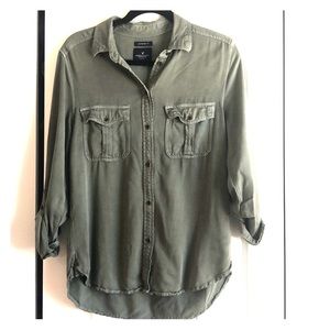 Army green American Eagle cardigan